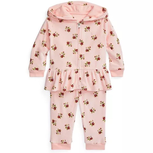 Polo by Ralph Lauren Floral Velour jogger set. Size 9 months - Picture 3 of 8